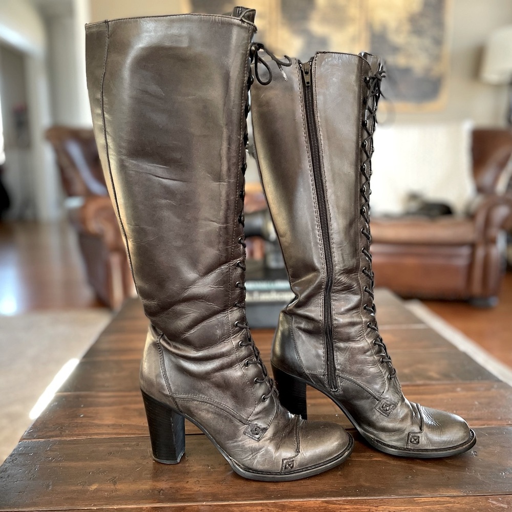 Charles David Lace Up Knee High Boots